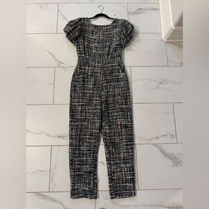 Textured Black Multi Tweed Jumpsuit